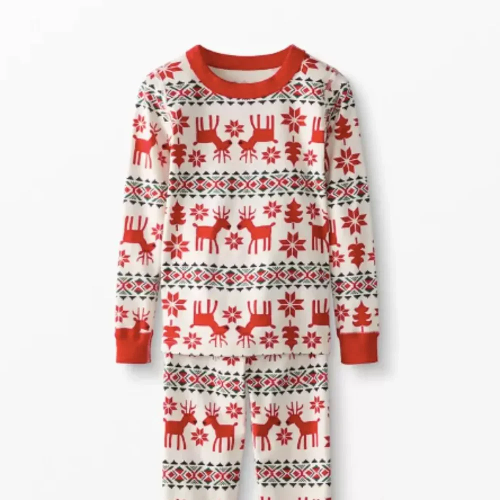 Hanna Anderson Holiday Dear Deer Long John Pajama Top Size 10